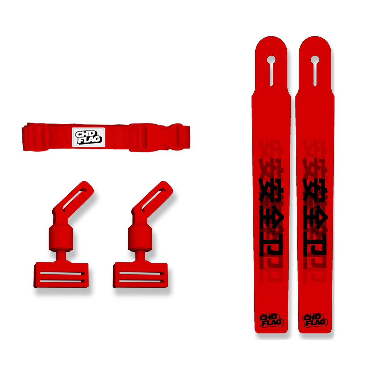 CHD Safety – Red Youth design flag belt set on a clean square white background