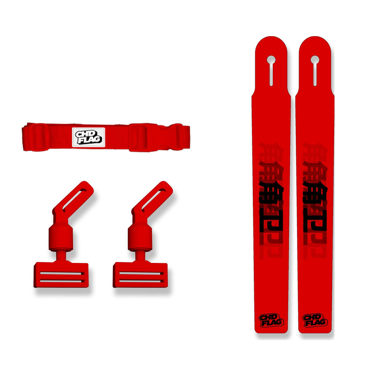 CHD Cornerback – Red Youth design flag belt set on a clean square white background