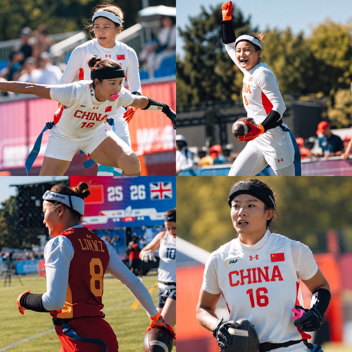 Black and white headbands shown during flag football play