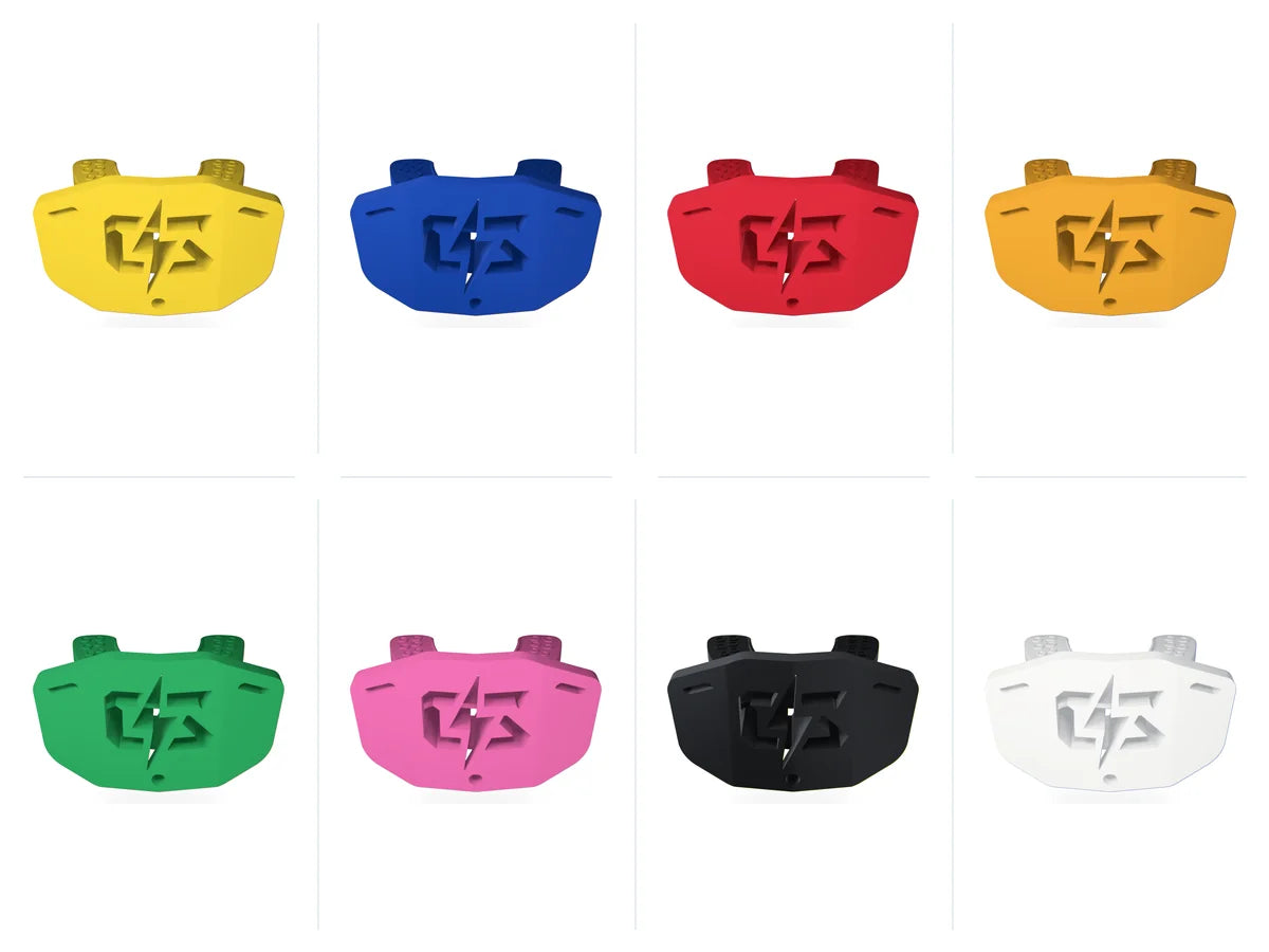 Eight CST football mouthguard colors shown together