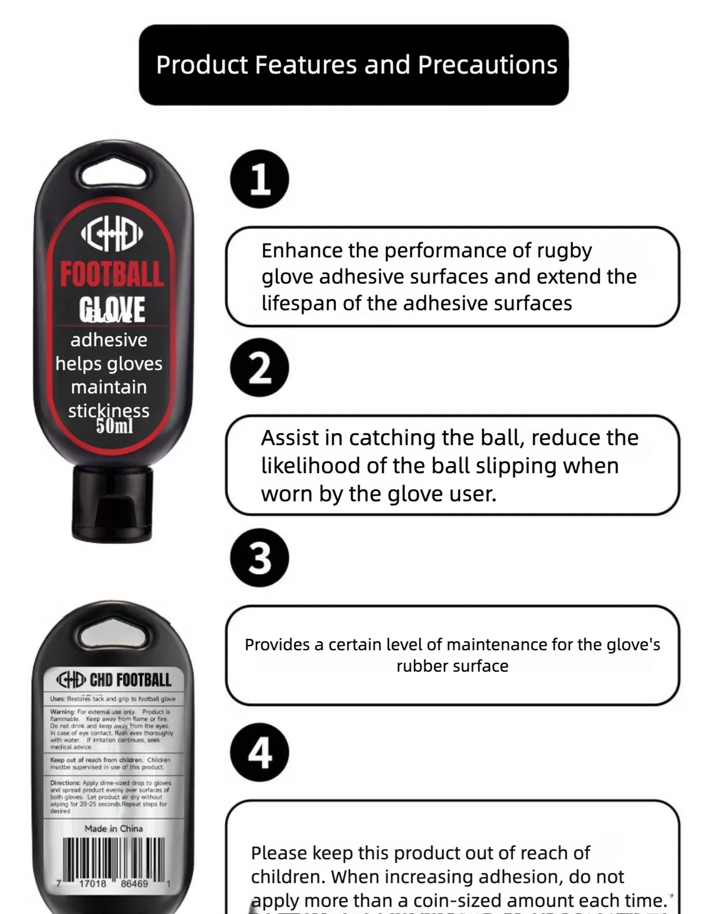 CHD Football Glove Gel 2oz. Bottle