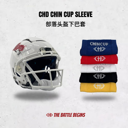 CHD football chin cup sleeve color chart in blue, red, white, black and yellow