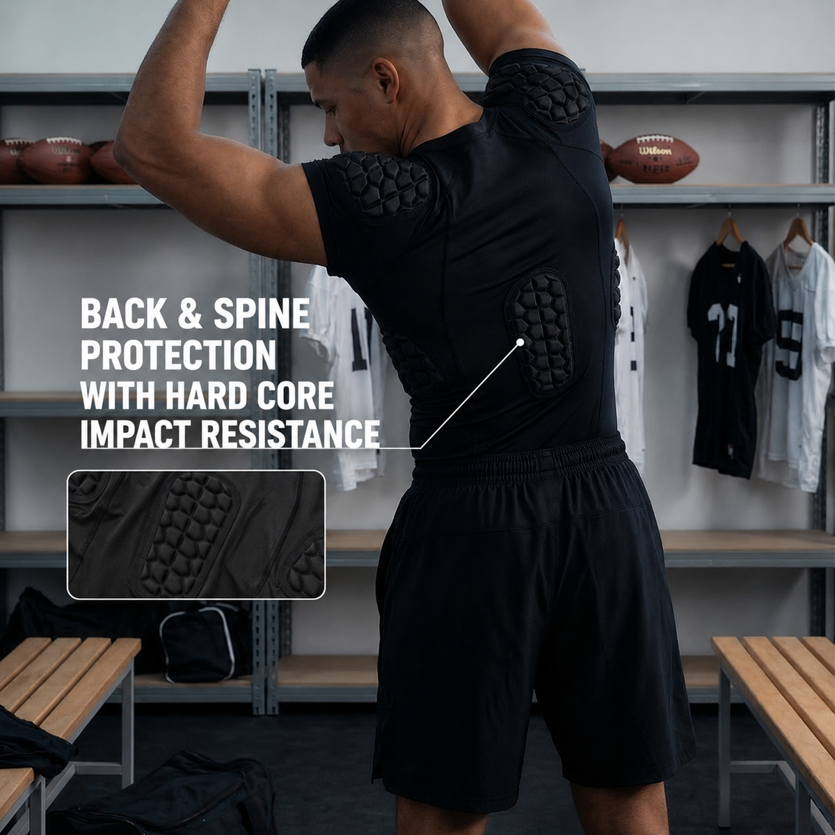 CHD Rival 5-Pad Integrated Compression Shirt Tight Football Flag