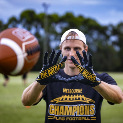 CHD G1 Black receiver gloves worn by football player