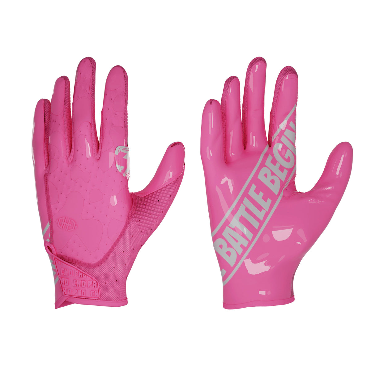 CHD G1 Pink receiver gloves - back and palm views
