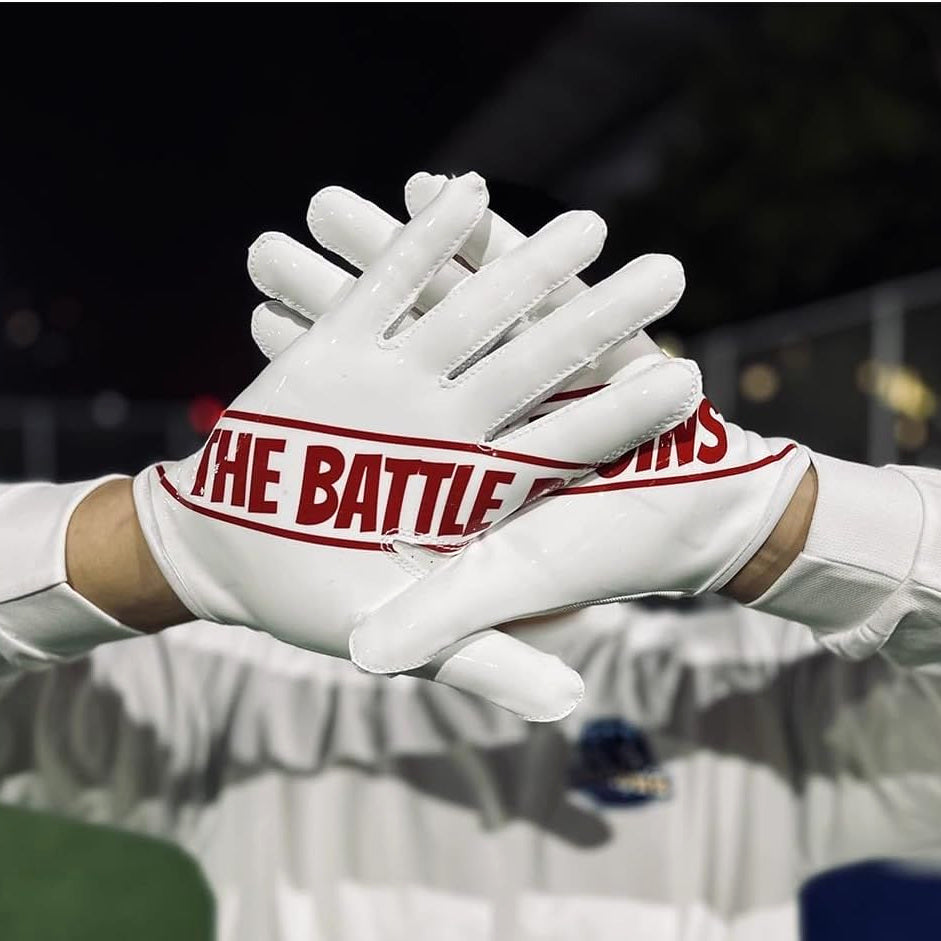 CHD G1 White receiver gloves - original crossed-hand close-up, square crop