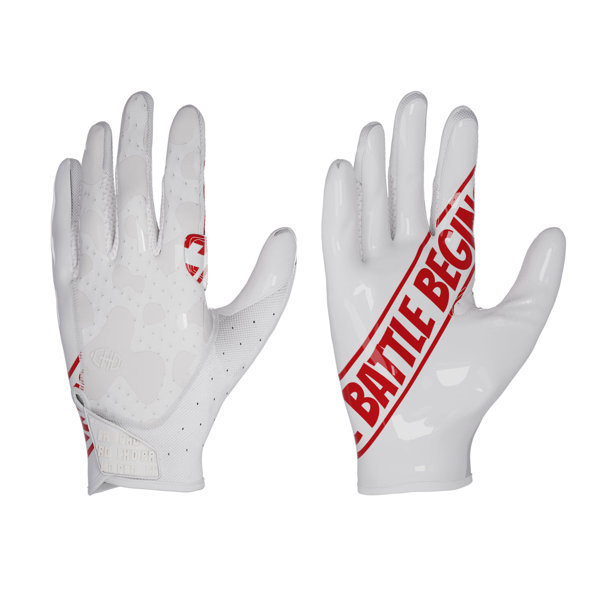 CHD G1 White receiver gloves - back and palm views