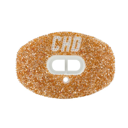 CHD Diamond Gold on White mouthguard — front view