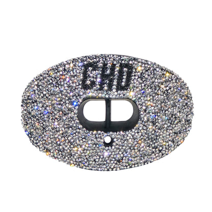 CHD Diamond Silver on Black mouthguard — front view