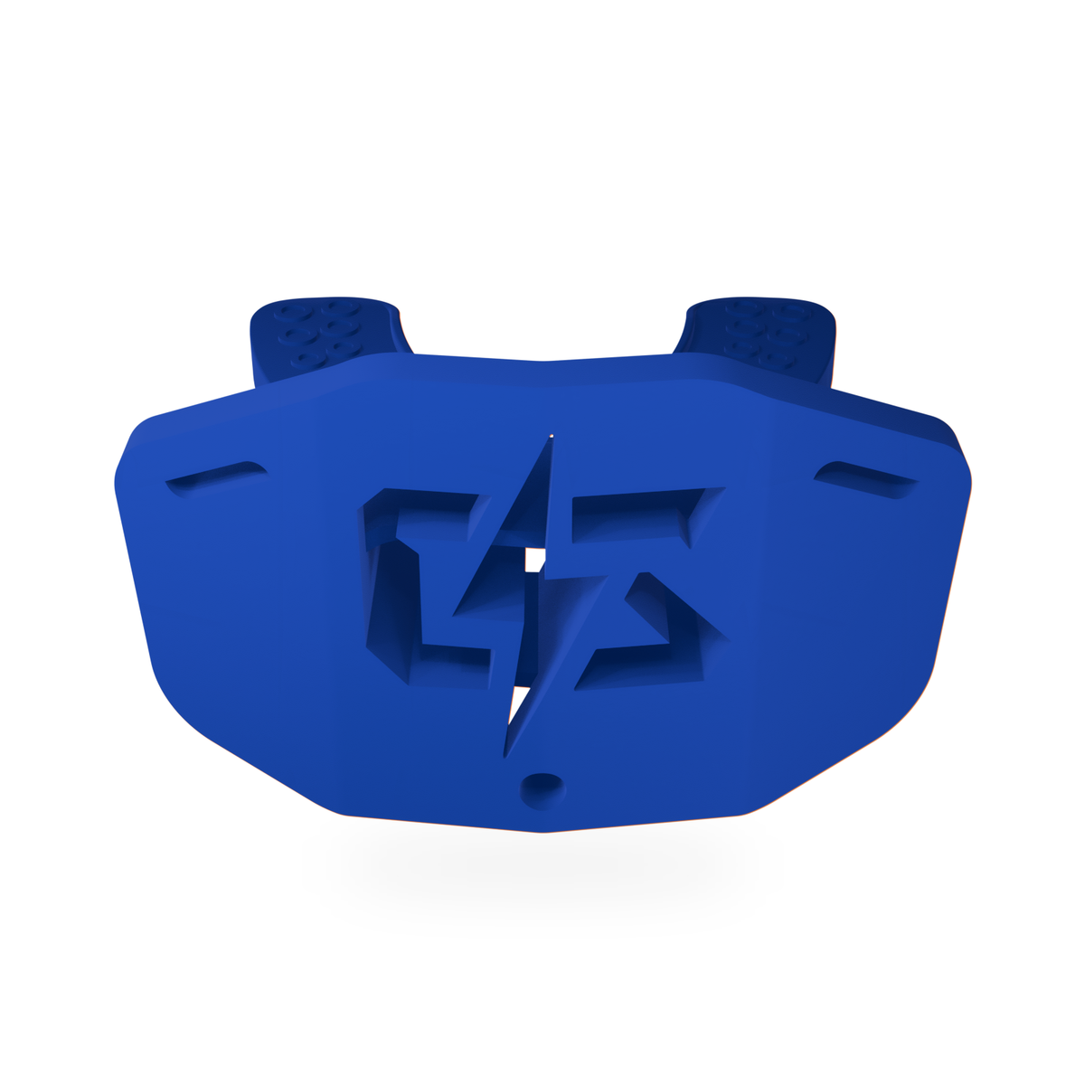 CST Blue mouthguard front view on white background