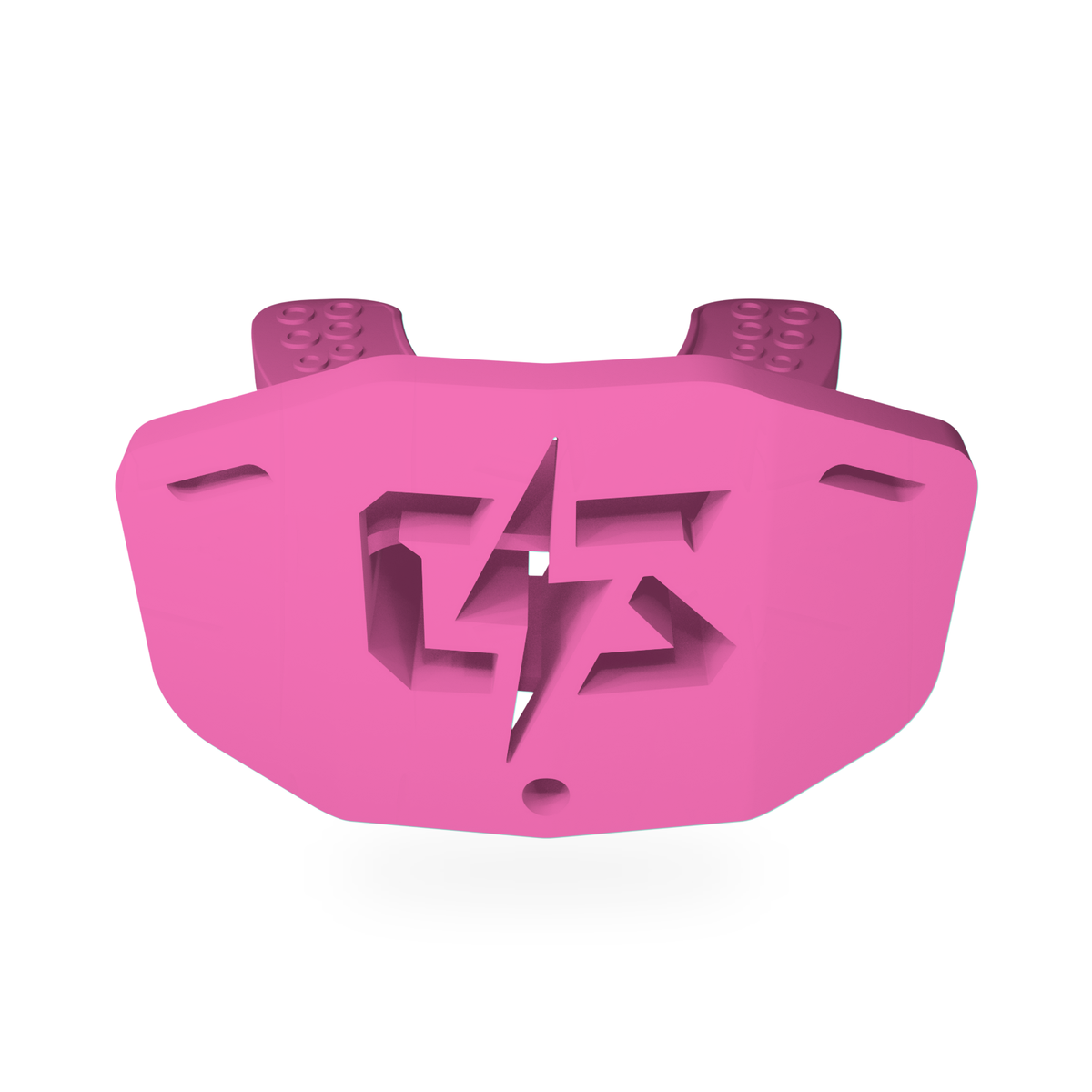 CST Pink mouthguard front view on white background