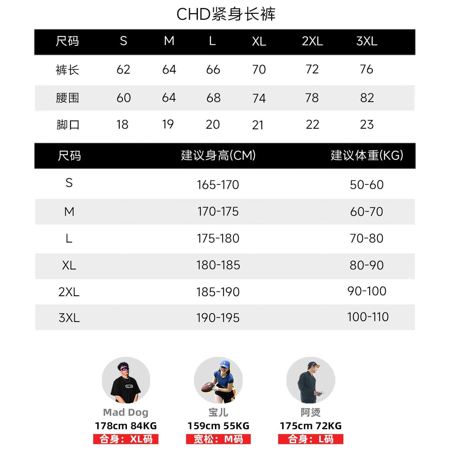 CHD Full Compression Tights White/Black