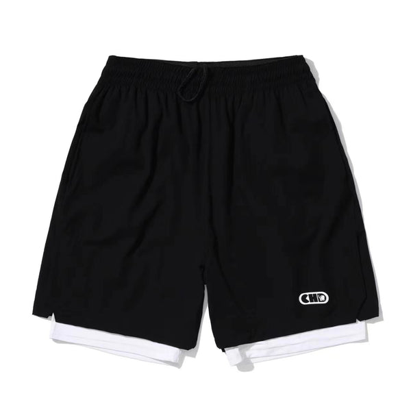 CHD fake two piece sports quick drying shorts Black