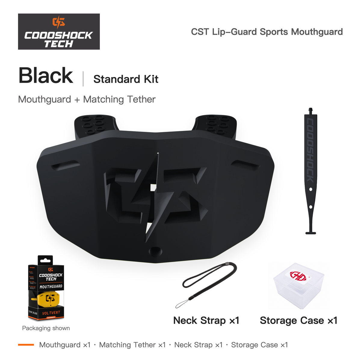 CST Black mouthguard standard kit contents
