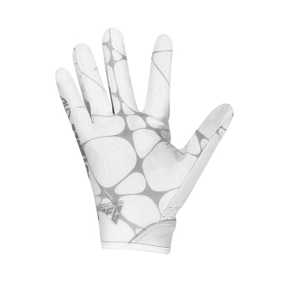 CHD ACE white football glove silicone palm with grey fracture pattern
