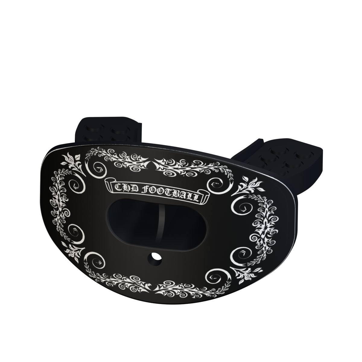 CHD Cross Rose design mouthguard — angled view