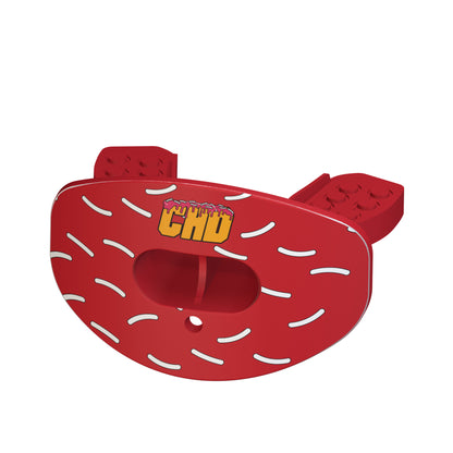 CHD Donut - Red design mouthguard — angled view