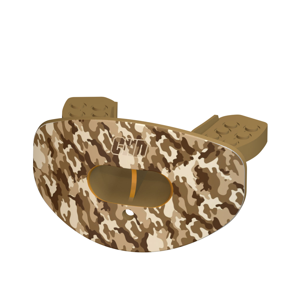 CHD Military Camo design mouthguard — angled view