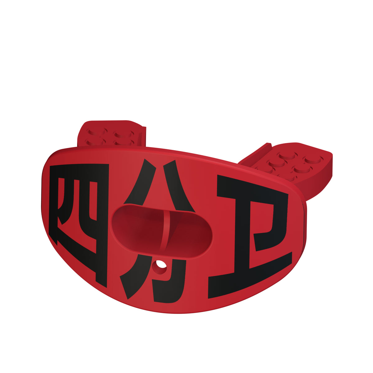 CHD Quarterback - Red design mouthguard — angled view