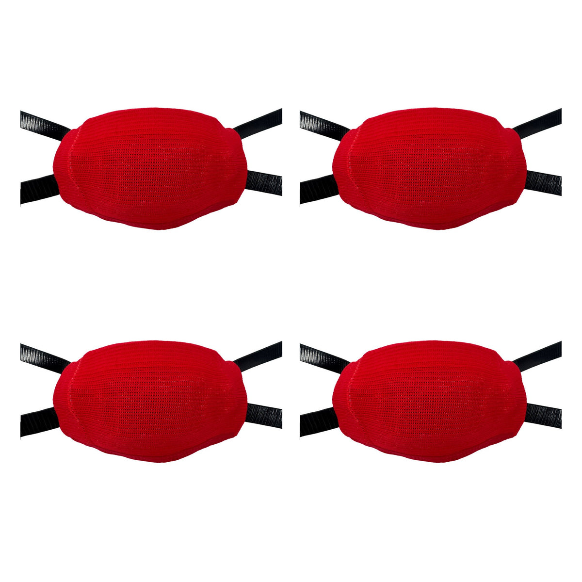 CHD red chin cup sleeve 4-pack; sleeves shown fitted, chin cups not included