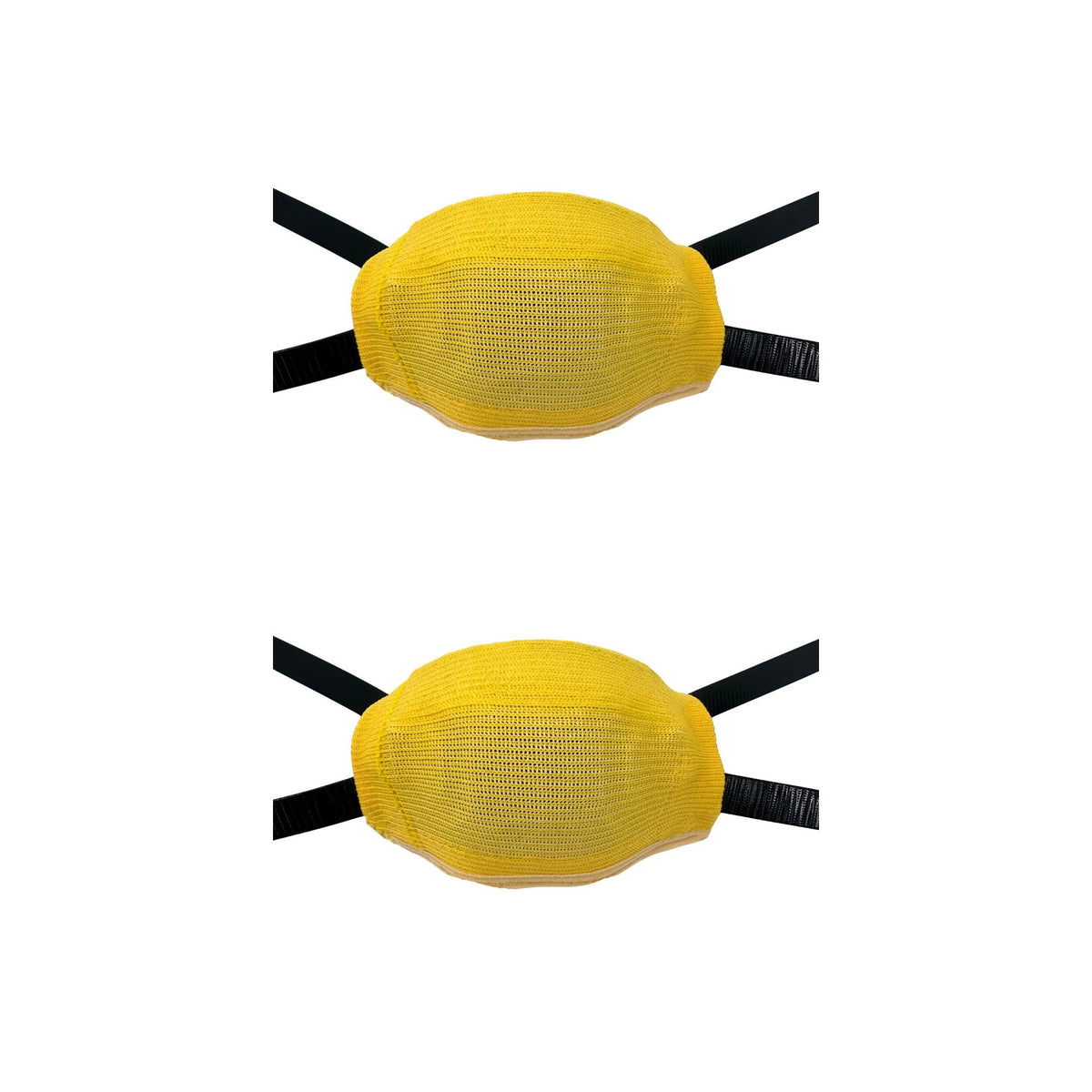 CHD yellow chin cup sleeve 2-pack; sleeves shown fitted, chin cups not included