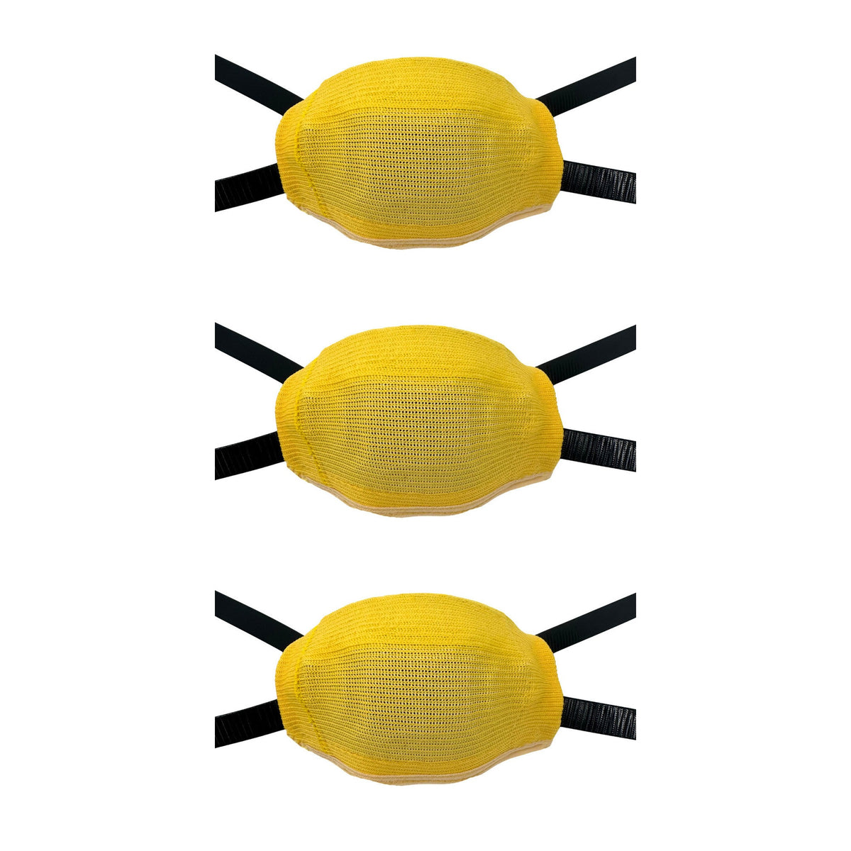 CHD yellow chin cup sleeve 3-pack; sleeves shown fitted, chin cups not included