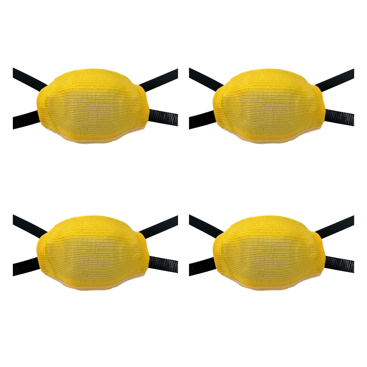 CHD yellow chin cup sleeve 4-pack; sleeves shown fitted, chin cups not included