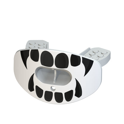 CHD beast fangs white mouthguard angled view