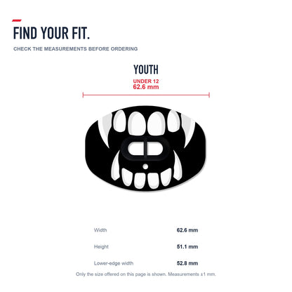 CHD Beast Fangs - Black Design Football Mouthguard — size and fit guide