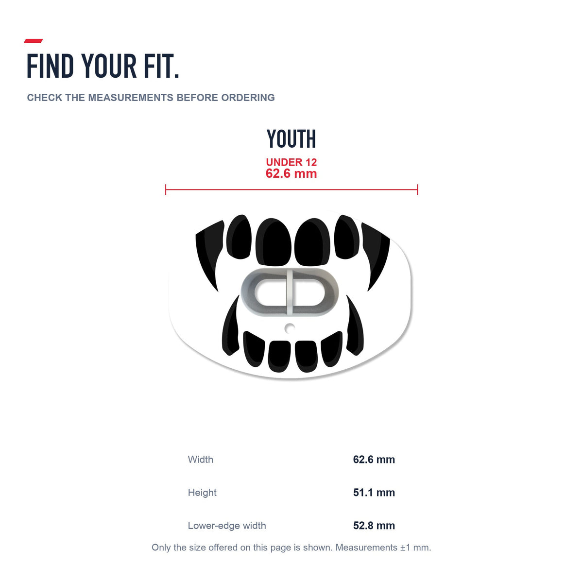 CHD Beast Fangs - White Design Football Mouthguard — size and fit guide