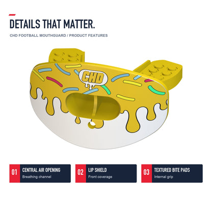 CHD Candy Roam - Yellow Design Football Mouthguard — angled structure details