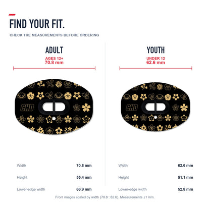 CHD Classic Monogram Design Football Mouthguard — size and fit guide
