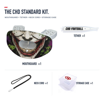 CHD Clown Design Football Mouthguard — standard kit with matching tether