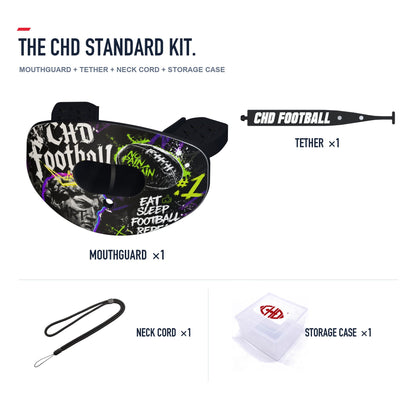 CHD David Design Football Mouthguard — standard kit with matching tether
