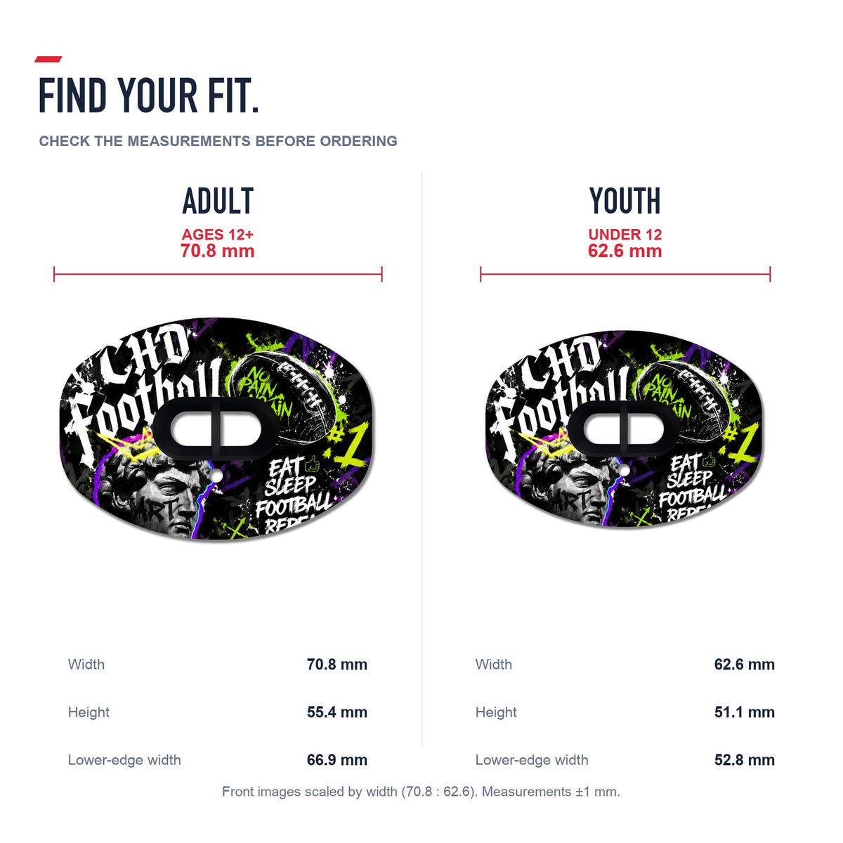 CHD David Design Football Mouthguard — size and fit guide