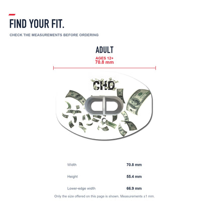 CHD Dollar Street - White Design Football Mouthguard — size and fit guide