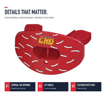 CHD Donut - Red Design Football Mouthguard — angled structure details