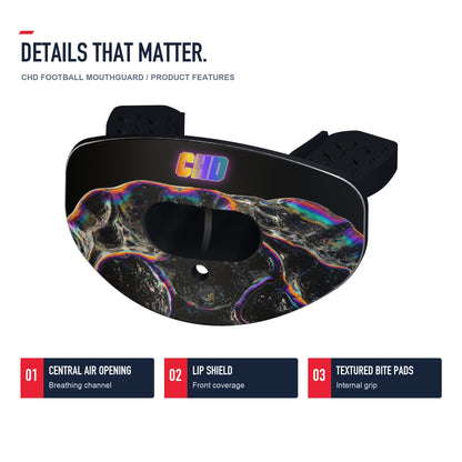 CHD Liquid Metal Design Football Mouthguard — angled structure details