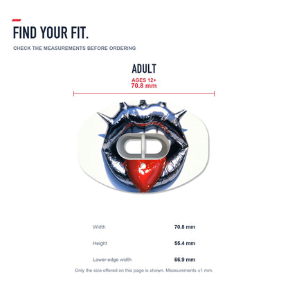 CHD Punk Red Tongue Design Football Mouthguard — size and fit guide