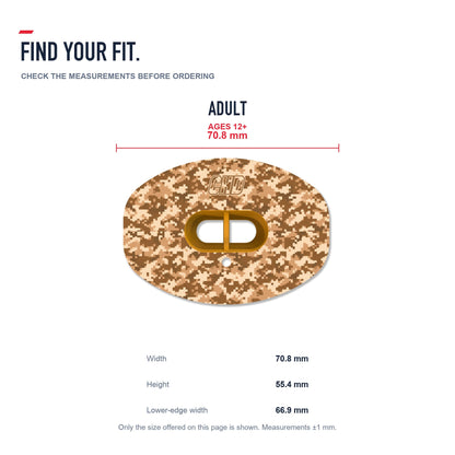 CHD Tactical Camo Design Football Mouthguard — size and fit guide