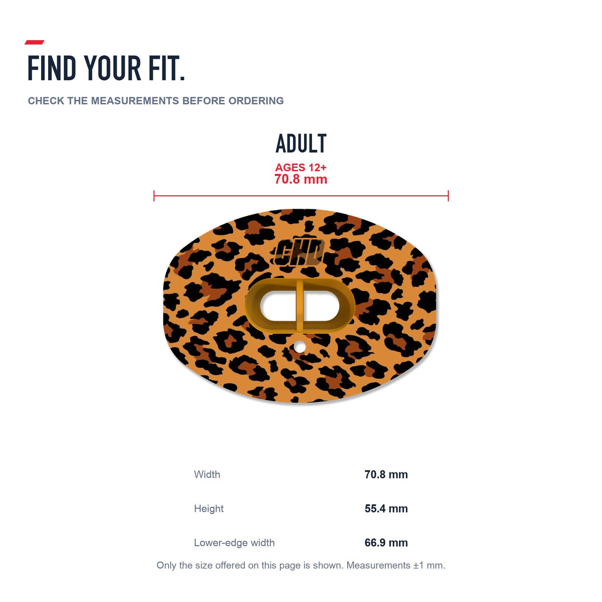 CHD Wild Leopard Design Football Mouthguard — size and fit guide
