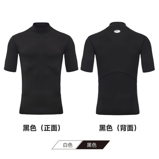 CHD GUARDIAN mock neck short sleeve top in black, front and back
