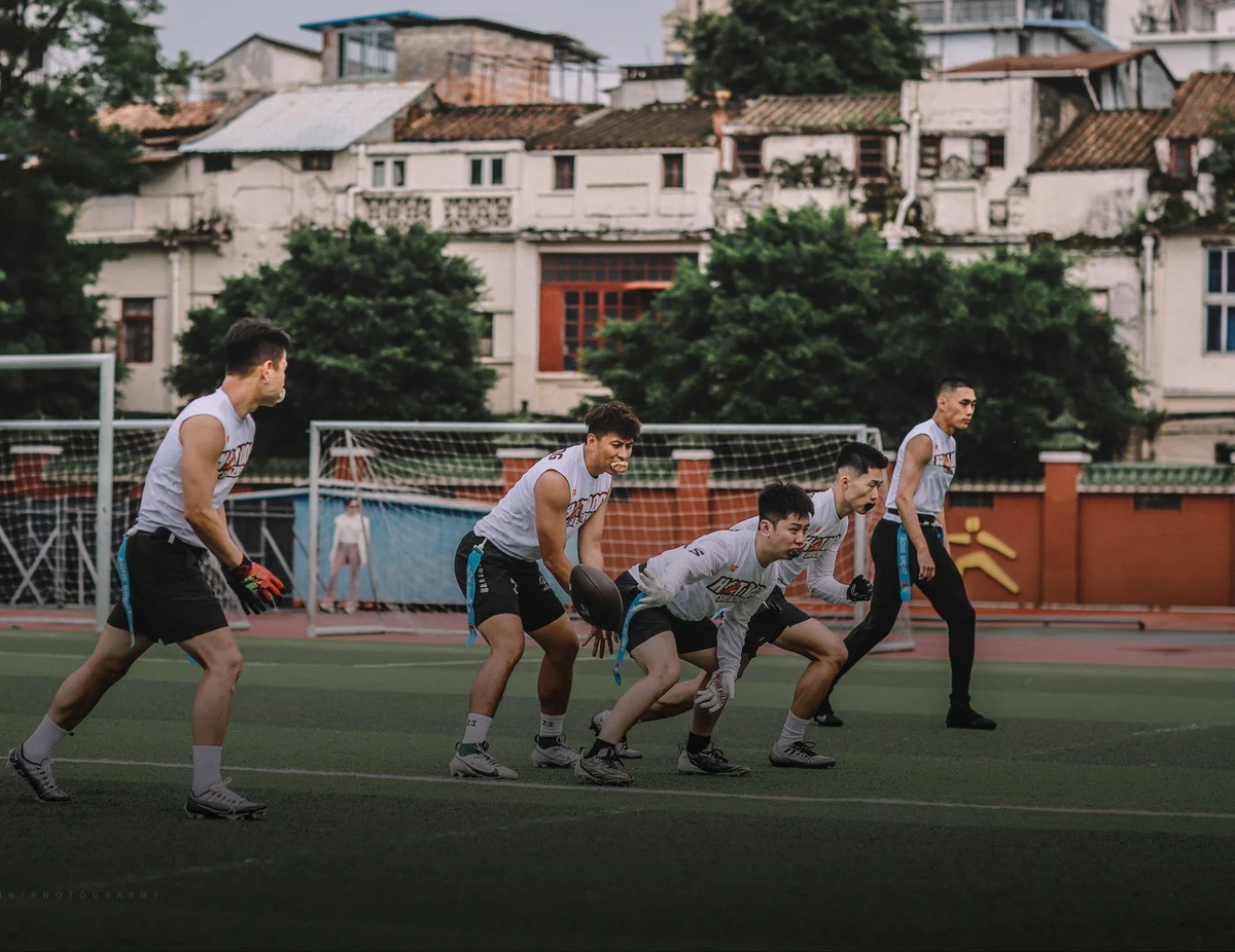A flag football team in matching uniforms from the CHD catalogue