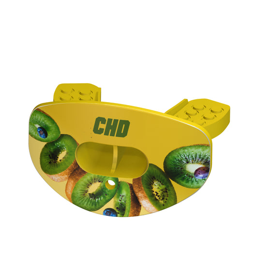 CHD Kiwi Party mouthguard — angled view