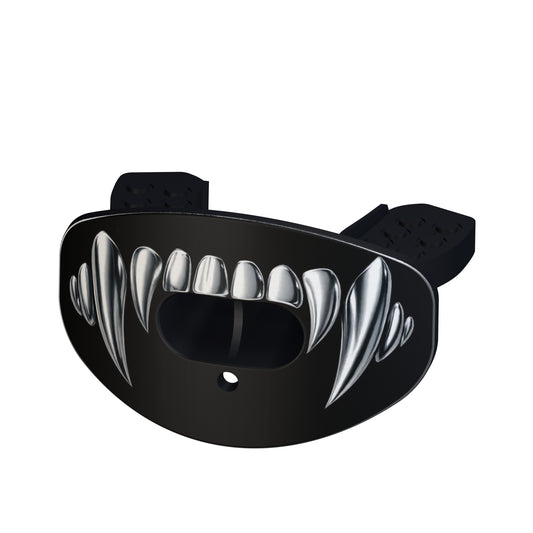 CHD Silver Fangs mouthguard — angled view
