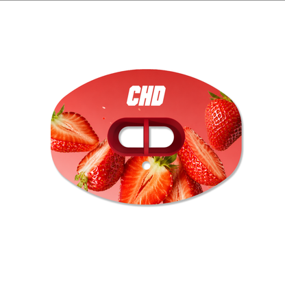 CHD Strawberry Party mouthguard — front view