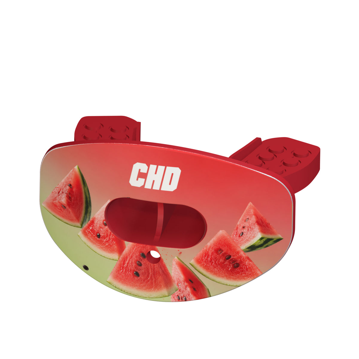 CHD Watermelon Party mouthguard — angled view