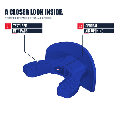 CHD AIR 2.0 blue football mouthguard inside detail