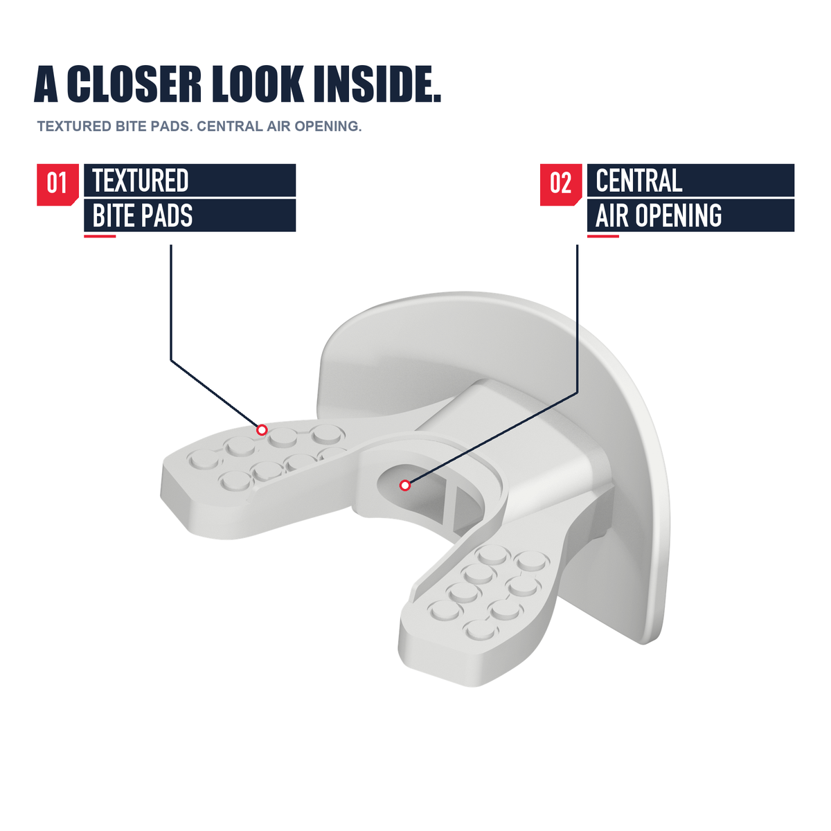 CHD AIR 2.0 white football mouthguard inside detail