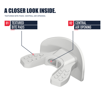 CHD AIR 2.0 white football mouthguard inside detail